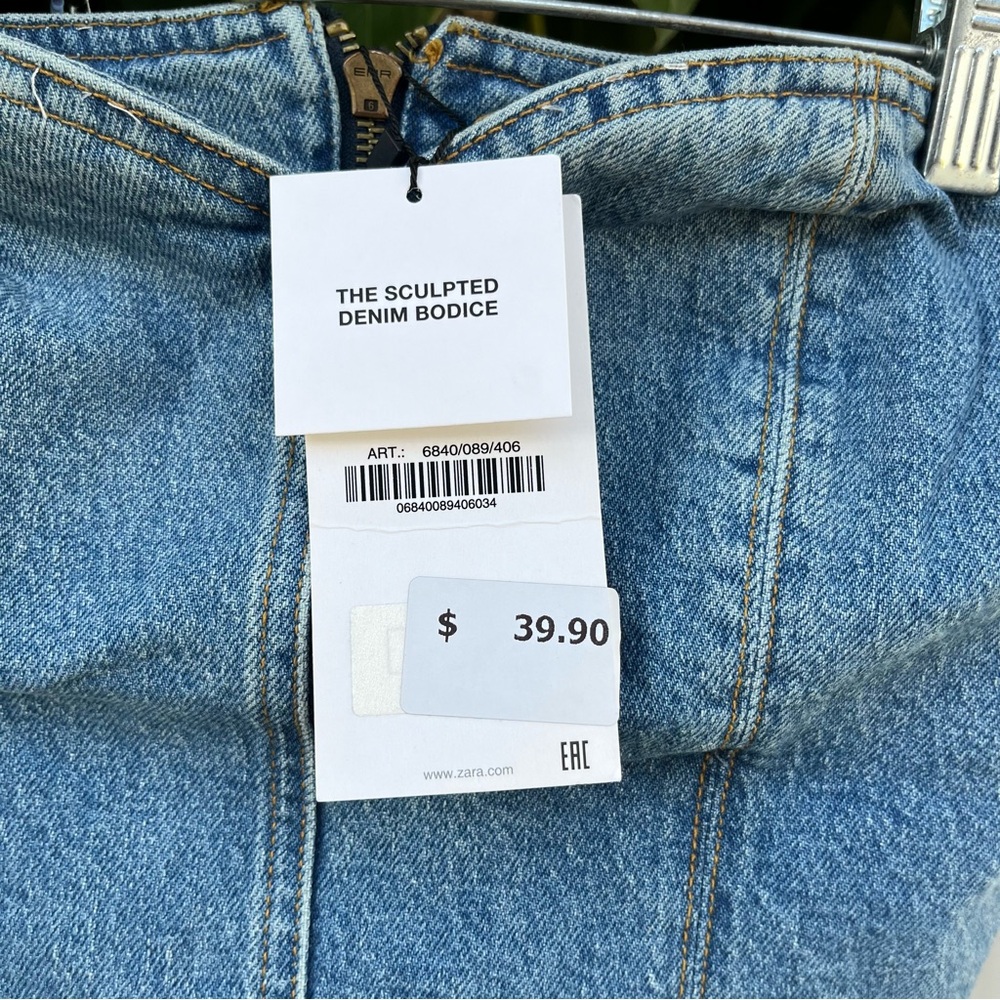 NWT Zara The Sculpted Denim Bodice Corset Top. - Picture 8 of 12